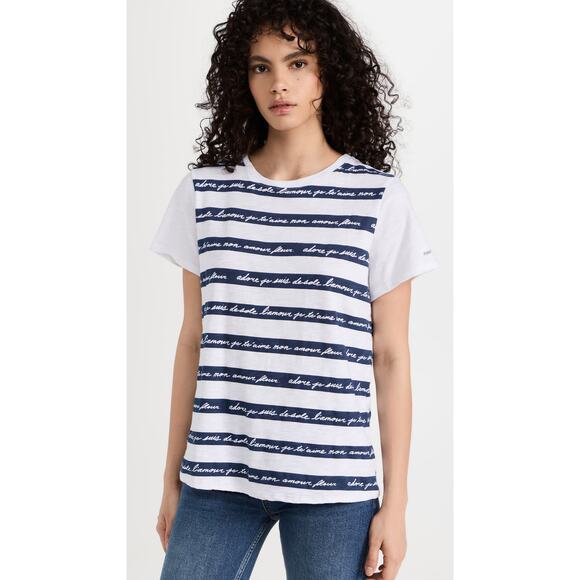 Cinq a Sept Love Letter Stripe Tee in White Multi Size S - Picture 1 of 9
